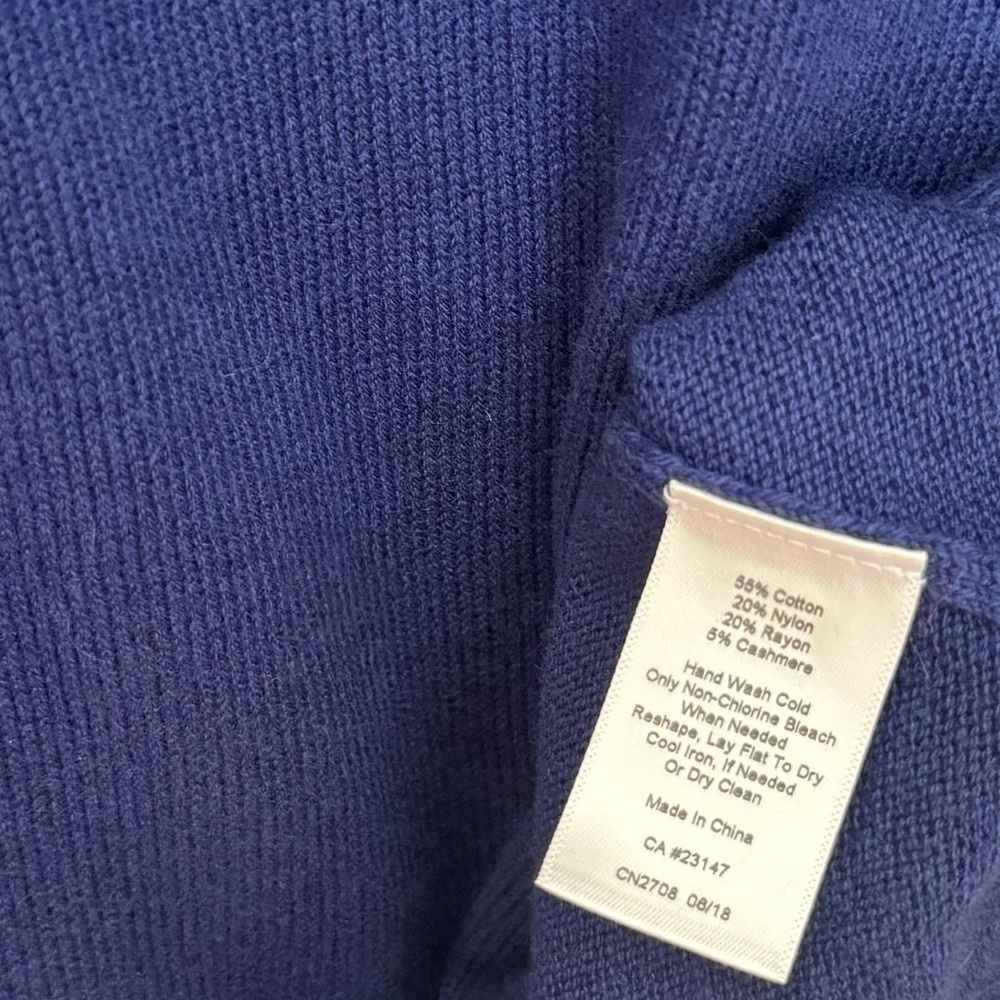 Talbots Cable Yoke Cotton Cashmere Blend Sweater Navy Size Medium Pullover - Picture 5 of 5